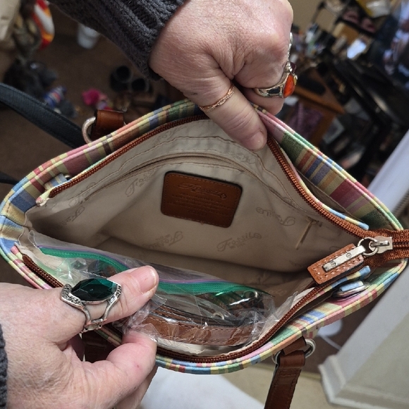 FOSSIL Multicolor Striped Women's Tote Bag Both Are FOSSIL - Picture 3 of 3